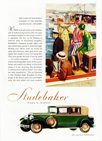 Roaring 1920s Studebaker President Eight Brougham Five 1929 | Roaring 1920s Ad Art and Magazine Cover Art