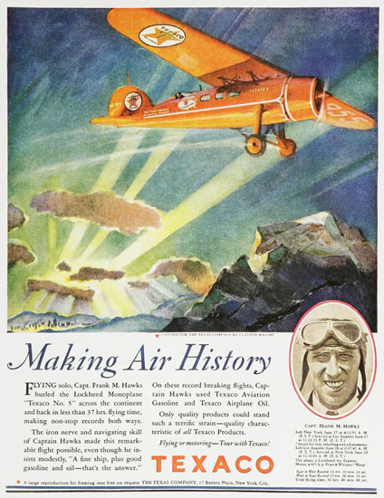 Roaring 1920s Texaco Making Air History 1920s | Roaring 1920s Ad Art and Magazine Cover Art