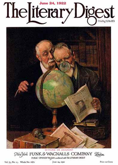 Roaring 1920s The Literary Digest An Argument 1922 Norman Rockwell | Roaring 1920s Ad Art and Magazine Cover Art