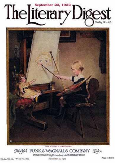 Roaring 1920s The Literary Digest Artists Daughter 1922 Norman Rockwell | Roaring 1920s Ad Art and Magazine Cover Art