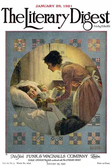 Roaring 1920s The Literary Digest Children in Bed 1921 Norman Rockwell | Roaring 1920s Ad Art and Magazine Cover Art