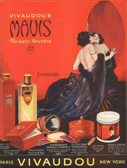 Roaring 1920s Vivaudou Mavis Beauty Secrets Paris 1920s | Roaring 1920s Ad Art and Magazine Cover Art