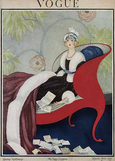 Roaring 1920s Vogue Cover 1921-03-01 Copyright | Roaring 1920s Ad Art and Magazine Cover Art