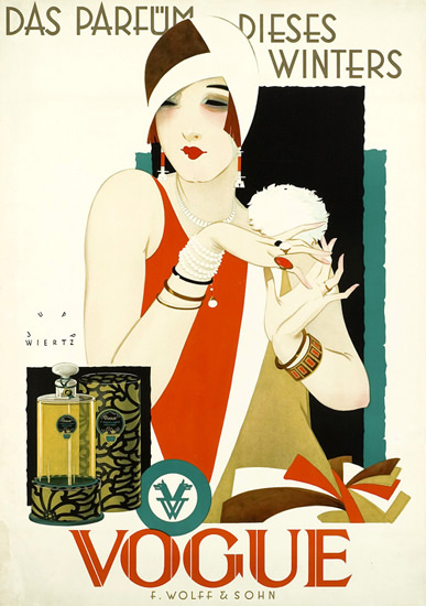 Roaring 1920s Vogue Das Parfuem Dieses Winters Wolff 1927 | Roaring 1920s Ad Art and Magazine Cover Art