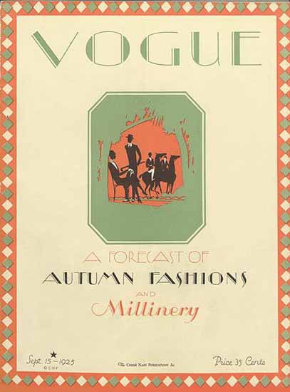 Roaring 1920s Vogue Magazine Cover 1925-09-15 Copyright | Roaring 1920s Ad Art and Magazine Cover Art