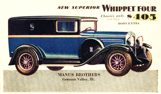 Roaring 1920s Whippet Four Panel Delivery 1929 Toledo | Roaring 1920s Ad Art and Magazine Cover Art