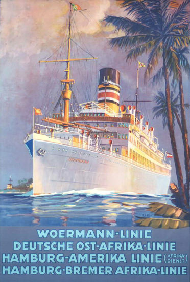 Roaring 1920s Woermann Deutsche Ost-Afrika Linie 1923 | Roaring 1920s Ad Art and Magazine Cover Art