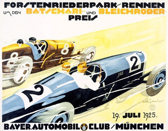 Roaring Twenties 1920s Bayer Automobil Club Muenchen 1925 | Roaring 1920s Ad Art and Magazine Cover Art