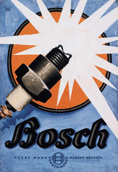 Roaring Twenties 1920s Bosch Spark Plugs 1926 | Roaring 1920s Ad Art and Magazine Cover Art