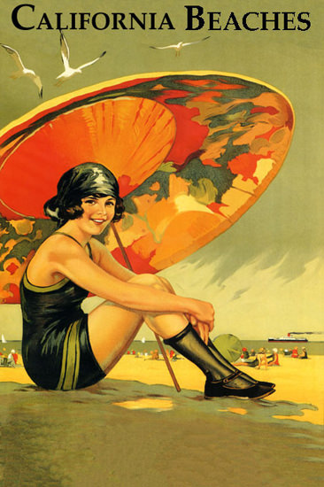 Roaring Twenties 1920s California Beaches 1920s | Roaring 1920s Ad Art and Magazine Cover Art