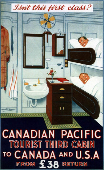 Roaring Twenties 1920s Canadian Pacific Tourist Third Cabin 1925 | Roaring 1920s Ad Art and Magazine Cover Art