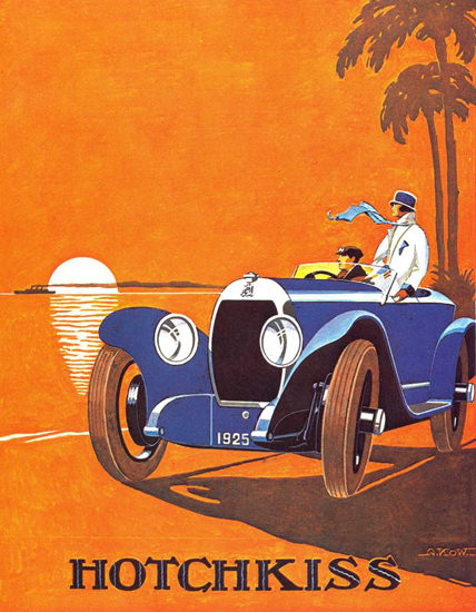 Roaring Twenties 1920s Hotchkiss 1925 Blue | Roaring 1920s Ad Art and Magazine Cover Art