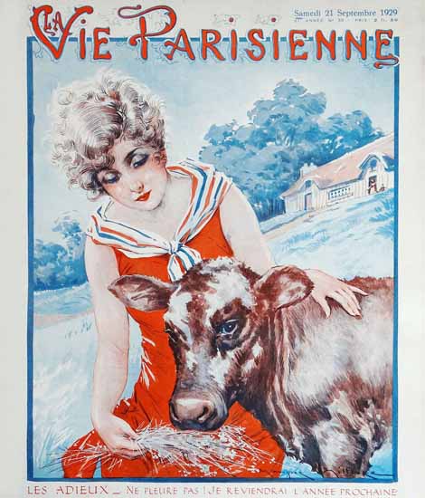 Roaring Twenties 1920s La Vie Parisienne 1929 Les Adieu | Roaring 1920s Ad Art and Magazine Cover Art