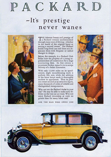 Roaring Twenties 1920s Packard Club Sedan 1929 | Roaring 1920s Ad Art and Magazine Cover Art