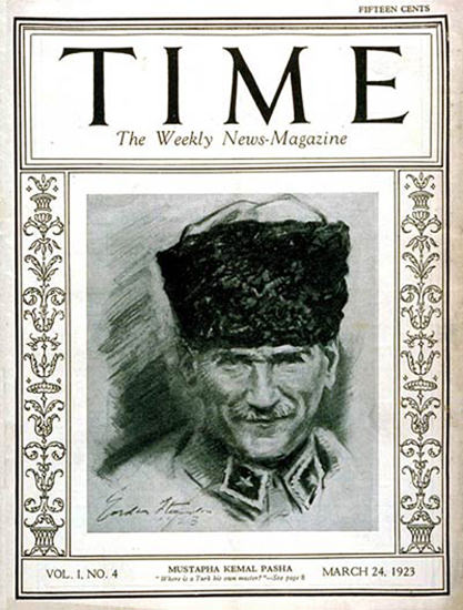 Roaring Twenties 1923-03 Mustapha Kemal Pasha CopyR Time Magazine | Roaring 1920s Ad Art and Magazine Cover Art