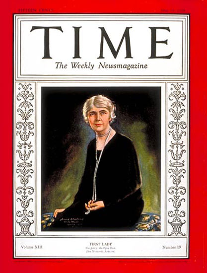 Roaring Twenties 1929-05 Mrs Herbert Hoover Copyright Time Magazine | Roaring 1920s Ad Art and Magazine Cover Art