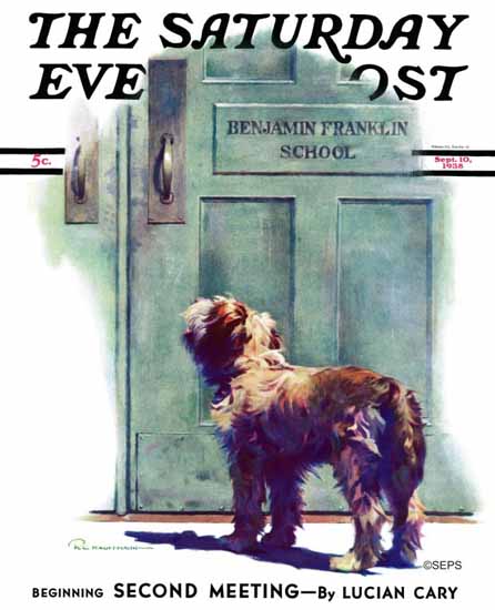 Robert C Kauffmann Saturday Evening Post Dog Waiting 1938_09_10 | The Saturday Evening Post Graphic Art Covers 1931-1969