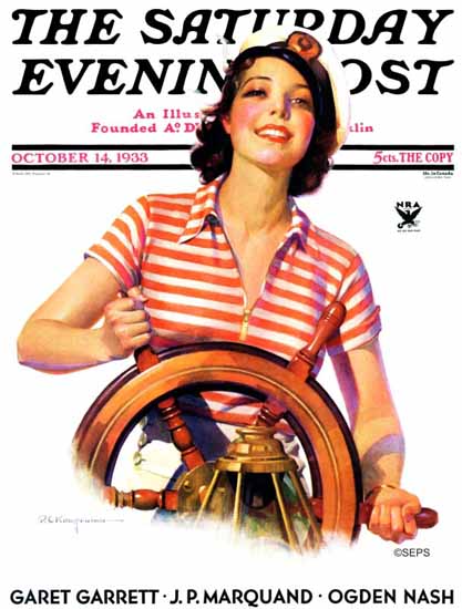 Robert C Kauffmann Saturday Evening Post Woman Takes 1933_10_14 | The Saturday Evening Post Graphic Art Covers 1931-1969