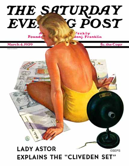 Robert P Archer Saturday Evening Post Sunlamp 1939_03_04 Sex Appeal | Sex Appeal Vintage Ads and Covers 1891-1970