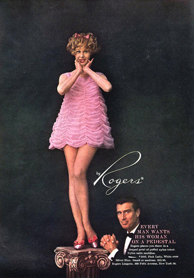 Rogers Lingerie On A Pedestal Babydoll Pink | Sex Appeal Vintage Ads and Covers 1891-1970