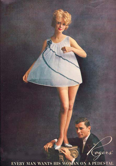 Rogers Lingerie Woman On A Pedestal Babydoll | Sex Appeal Vintage Ads and Covers 1891-1970