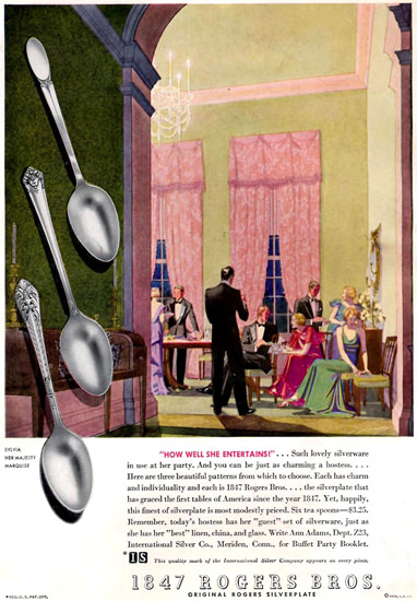 Rogers Silverplate Party She Entertains 1934 | Vintage Ad and Cover Art 1891-1970