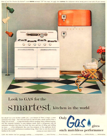 Roper Gas Kitchen 1954 | Vintage Ad and Cover Art 1891-1970