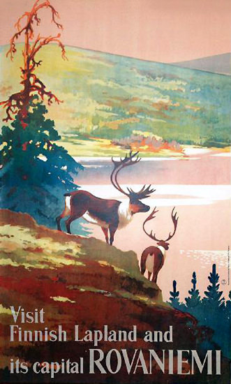 Rovaniemi Capital Of Finnish Lapland 1950 | Vintage Travel Posters 1891-1970