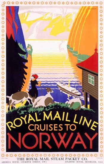 Royal Mail Line Cruises To Norway Herrick | Vintage Travel Posters 1891-1970