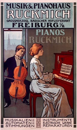 Ruckmich Musik Pianohaus Freiburg Pianos | Vintage Ad and Cover Art 1891-1970