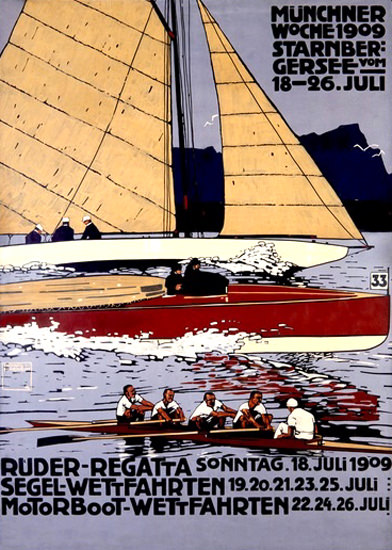 Ruder-Regatta Muenchen Starnbergersee 1909 | Vintage Ad and Cover Art 1891-1970