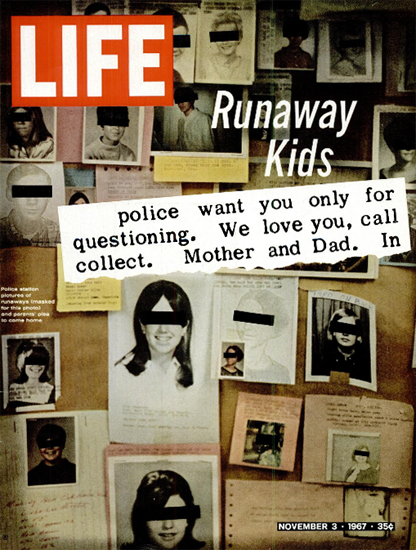 Runaway Kids 3 Nov 1967 Copyright Life Magazine | Life Magazine Color Photo Covers 1937-1970