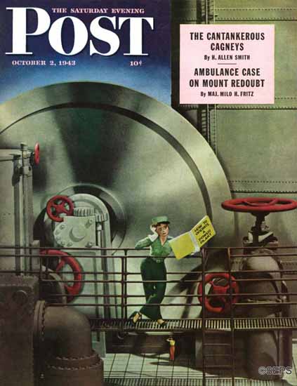 Russell Patterson Saturday Evening Post Operate Power Plant 1943_10_02 | The Saturday Evening Post Graphic Art Covers 1931-1969