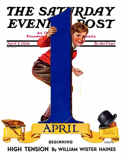 Russell Sambrook Saturday Evening Post April Fools Day 1938_04_02 | The Saturday Evening Post Graphic Art Covers 1931-1969