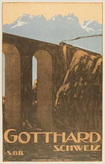 SBB Gotthard Schweiz Switzerland Swiss Alps 1925 | Vintage Travel Posters 1891-1970