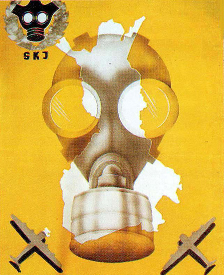 SKJ Gas Mask | Vintage War Propaganda Posters 1891-1970