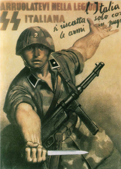 SS Italia Arruolatevi Nella Legione Italy Italia | Vintage War Propaganda Posters 1891-1970