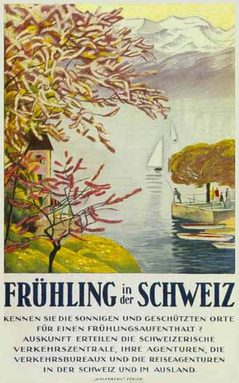 SVZ Fruehling Schweiz Swiss Spring In Switzerland 1921 | Vintage Travel Posters 1891-1970