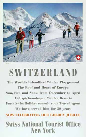 SVZ Switzerland Worlds Friendliest Playground 1958 | Vintage Travel Posters 1891-1970