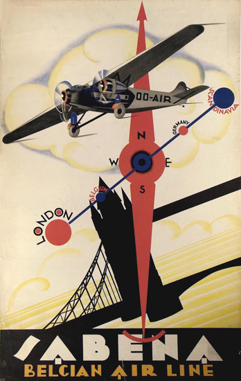 Sabena Belgian Air Line 1930s | Vintage Travel Posters 1891-1970