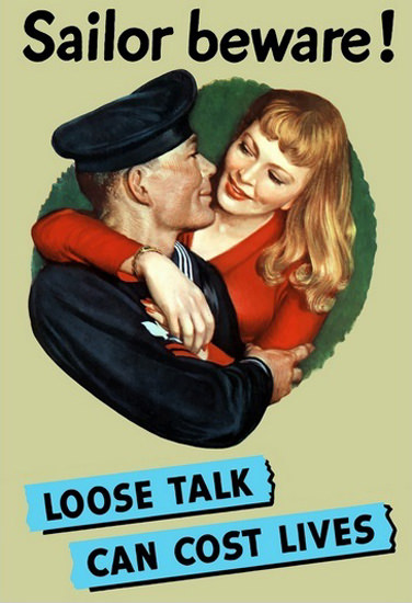 Sailor Beware Loose Talk Can Cost Lives Sailor | Vintage War Propaganda Posters 1891-1970