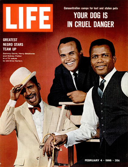 Sammy Davis H Belafonte S Poitier 4 Feb 1966 Copyright Life Magazine | Life Magazine Color Photo Covers 1937-1970