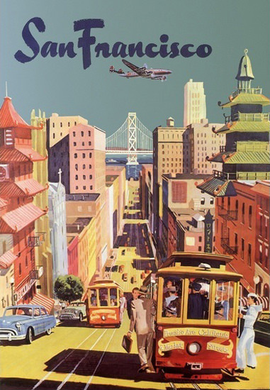 San Francisco Cablecar Downtown | Vintage Travel Posters 1891-1970