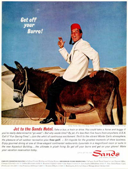 Sands Hotel 1964 Get Off Your Burro | Vintage Travel Posters 1891-1970