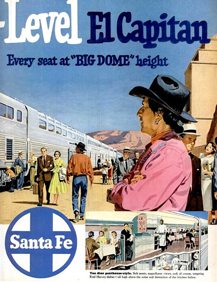 Santa Fe New Hi Level El Capitan 1950s R | Vintage Travel Posters 1891-1970