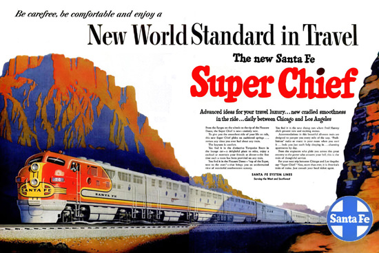 Santa Fe Super Chief Chicago – Los Angeles 1951 | Vintage Travel Posters 1891-1970