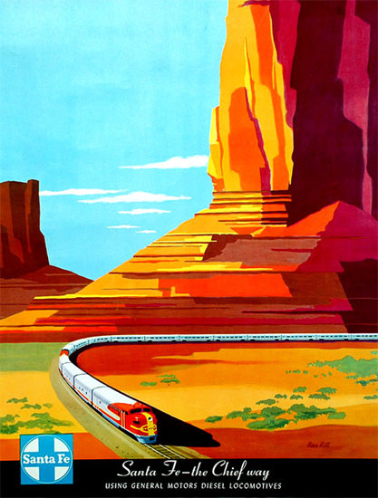 Santa Fe The Chief Way 1950s Monument Valley | Vintage Travel Posters 1891-1970