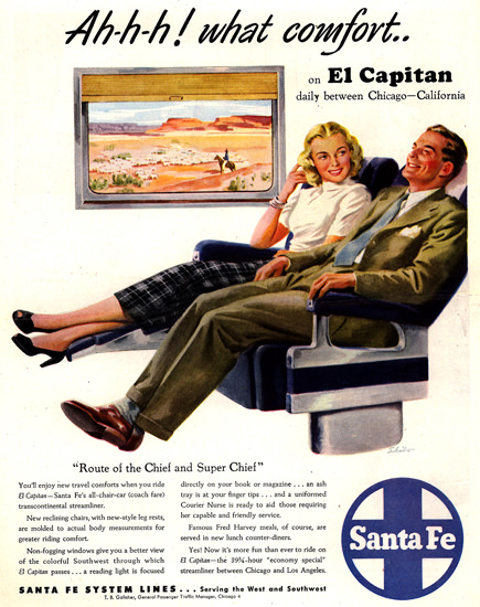 Santa Fe What Comfort 1948 | Vintage Travel Posters 1891-1970