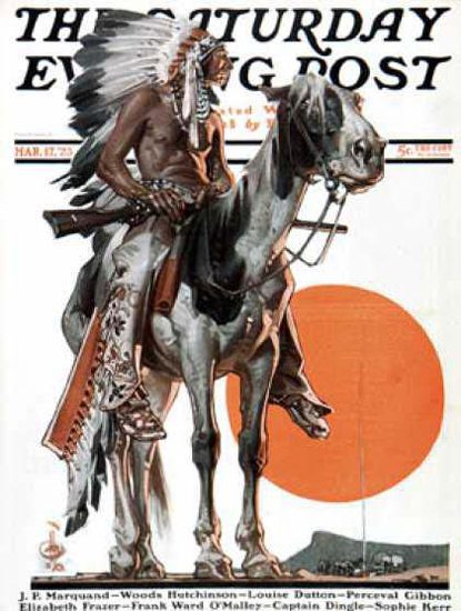 Saturday Evening Post Copyright 1923 Chief On His Pony | Vintage Ad and Cover Art 1891-1970