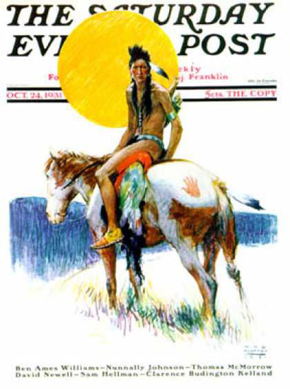 Saturday Evening Post Copyright 1931 Painted Pony Indian | Vintage Ad and Cover Art 1891-1970